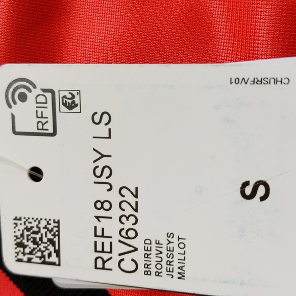 New Adidas Climalite Striped LS Jersey Small Red Orange Black - Picture 3 of 16